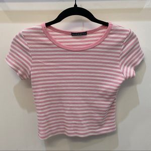 BRANDY MELVILLE pink and white striped crop top!!